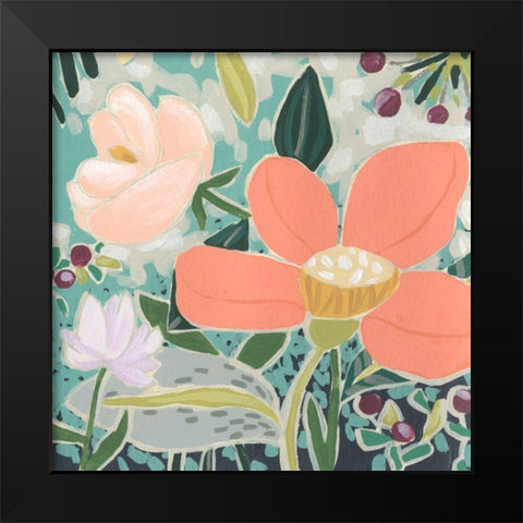 Garden Confetti I Black Modern Wood Framed Art Print by Vess, June Erica