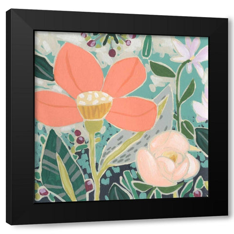 Garden Confetti II Black Modern Wood Framed Art Print with Double Matting by Vess, June Erica