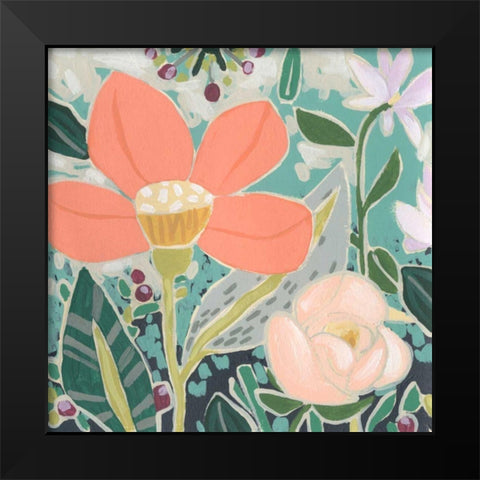 Garden Confetti II Black Modern Wood Framed Art Print by Vess, June Erica
