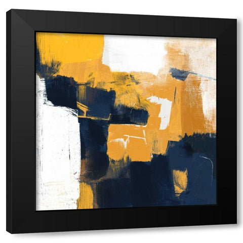 Navy and Gold I Black Modern Wood Framed Art Print with Double Matting by Borges, Victoria