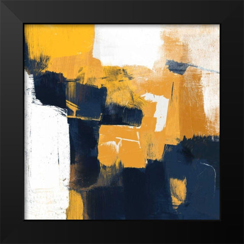 Navy and Gold I Black Modern Wood Framed Art Print by Borges, Victoria