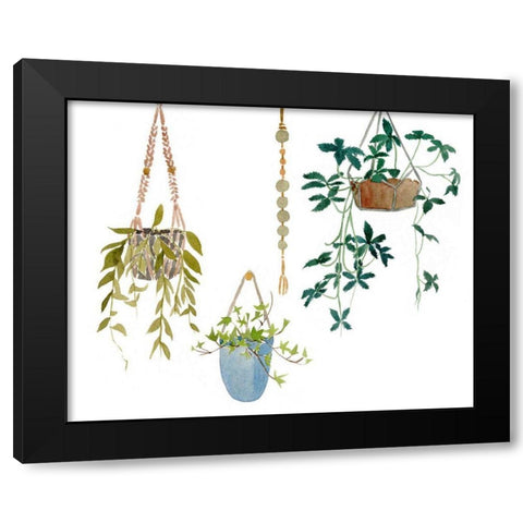 Hanging Greens I Black Modern Wood Framed Art Print with Double Matting by Wang, Melissa