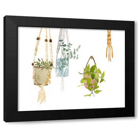 Hanging Greens II Black Modern Wood Framed Art Print with Double Matting by Wang, Melissa