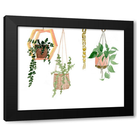 Hanging Greens III Black Modern Wood Framed Art Print with Double Matting by Wang, Melissa