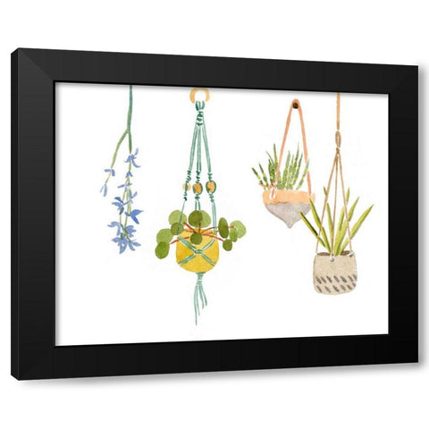 Hanging Greens IV Black Modern Wood Framed Art Print with Double Matting by Wang, Melissa