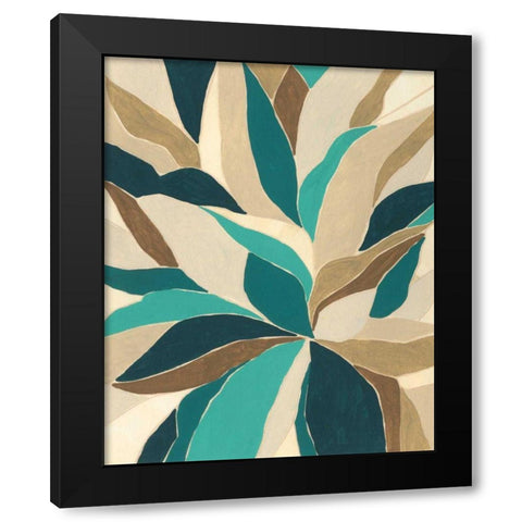 Colorblock Blossom II Black Modern Wood Framed Art Print by Vess, June Erica