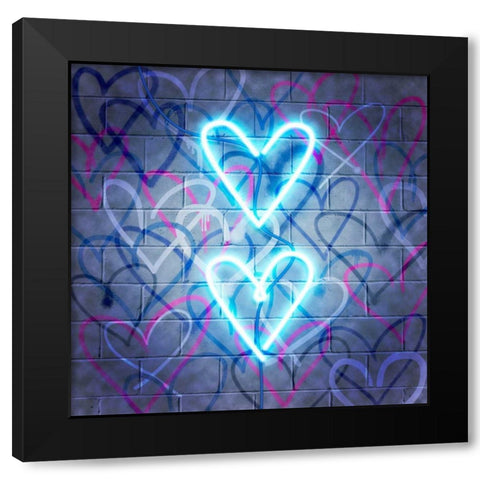 Neon Heart I Black Modern Wood Framed Art Print by Popp, Grace