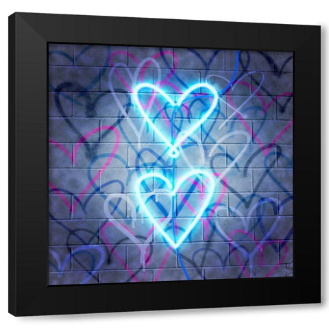 Neon Heart II Black Modern Wood Framed Art Print with Double Matting by Popp, Grace