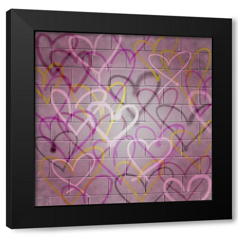Graffiti Hearts I Black Modern Wood Framed Art Print with Double Matting by Popp, Grace
