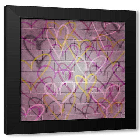 Graffiti Hearts II Black Modern Wood Framed Art Print with Double Matting by Popp, Grace