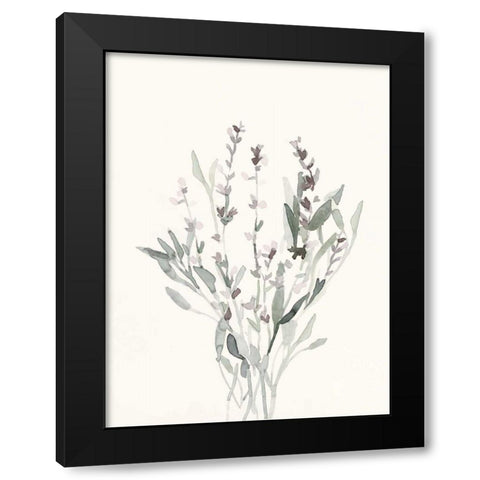 Delicate Sage Botanical V Black Modern Wood Framed Art Print by Caroline, Emma