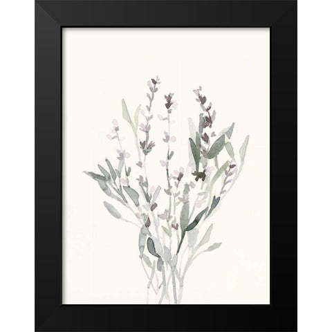 Delicate Sage Botanical V Black Modern Wood Framed Art Print by Caroline, Emma