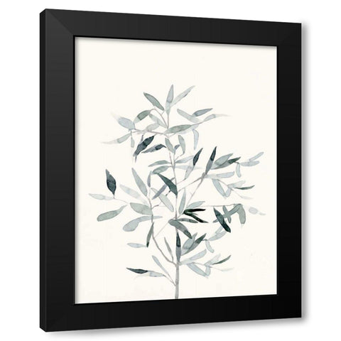 Delicate Sage Botanical VI Black Modern Wood Framed Art Print by Caroline, Emma