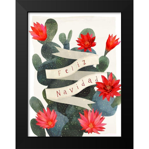 Desert Christmas Cactus I Black Modern Wood Framed Art Print by Barnes, Victoria