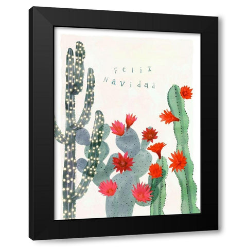 Desert Christmas Cactus II Black Modern Wood Framed Art Print by Barnes, Victoria