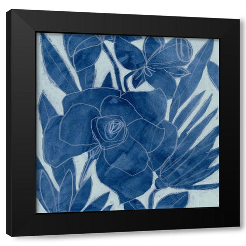 Blue Lagoon Silhouette I Black Modern Wood Framed Art Print by Vess, June Erica