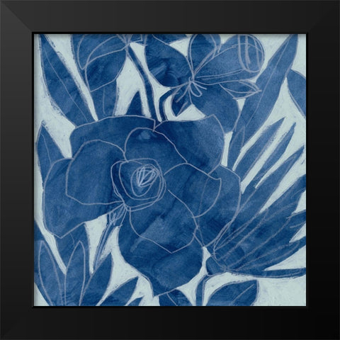 Blue Lagoon Silhouette I Black Modern Wood Framed Art Print by Vess, June Erica