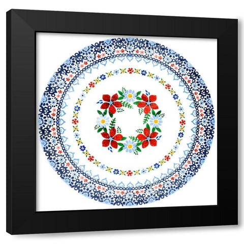 Azure Blume IV Black Modern Wood Framed Art Print with Double Matting by Borges, Victoria