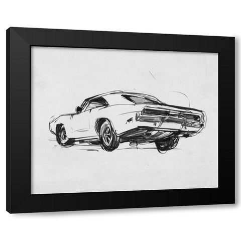 Classic Car Sketch I Black Modern Wood Framed Art Print with Double Matting by Warren, Annie