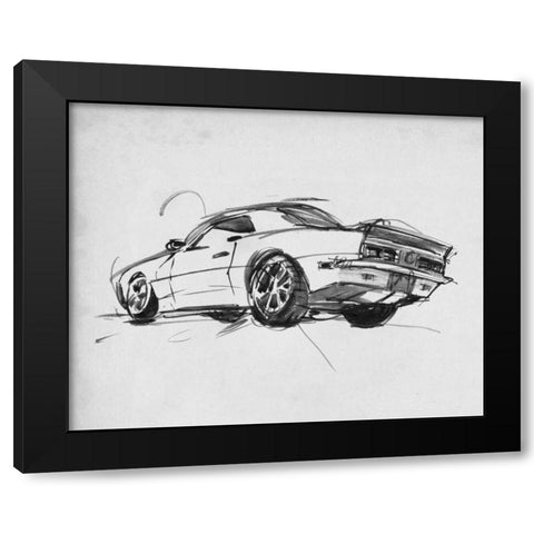 Classic Car Sketch II Black Modern Wood Framed Art Print by Warren, Annie