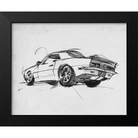 Classic Car Sketch II Black Modern Wood Framed Art Print by Warren, Annie