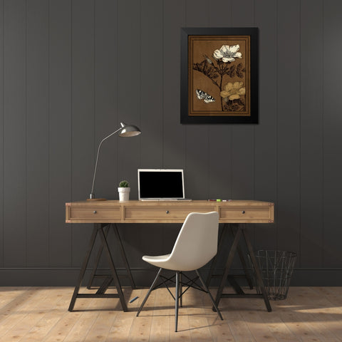 Gilded Blossom IV Black Modern Wood Framed Art Print by Vision Studio