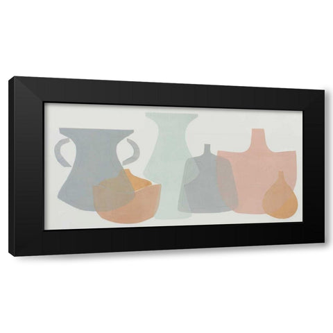 Soft Pottery Shapes I Black Modern Wood Framed Art Print by Delamater, Rob