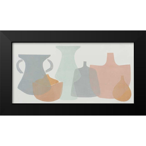 Soft Pottery Shapes I Black Modern Wood Framed Art Print by Delamater, Rob