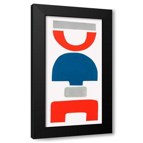 Primary Tribal Shapes VII Black Modern Wood Framed Art Print with Double Matting by Delamater, Rob
