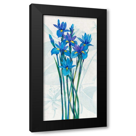 Blue Iris Panel I Black Modern Wood Framed Art Print with Double Matting by OToole, Tim