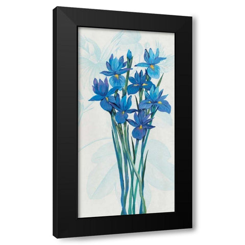 Blue Iris Panel II Black Modern Wood Framed Art Print with Double Matting by OToole, Tim