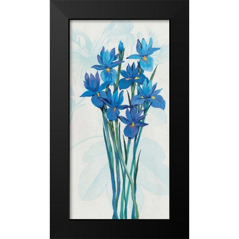 Blue Iris Panel II Black Modern Wood Framed Art Print by OToole, Tim