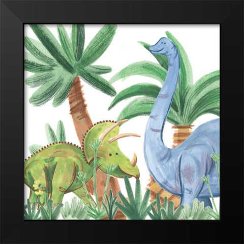 Dino Buddies II Black Modern Wood Framed Art Print by Douglas, Jamie