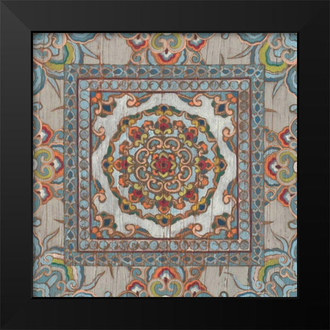 Boho Textile I Black Modern Wood Framed Art Print by Vess, June Erica