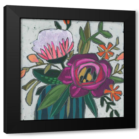 Carnivale Flora II Black Modern Wood Framed Art Print with Double Matting by Vess, June Erica
