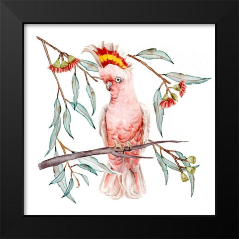 Pink Cockatoo I Black Modern Wood Framed Art Print by Wang, Melissa