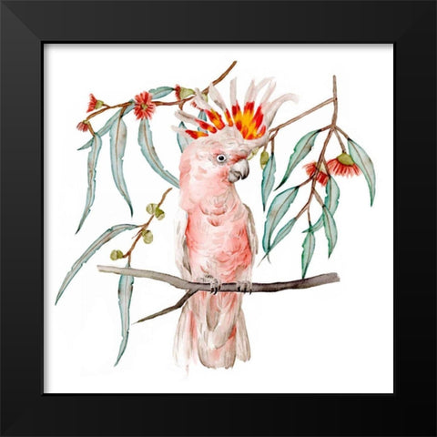 Pink Cockatoo II Black Modern Wood Framed Art Print by Wang, Melissa