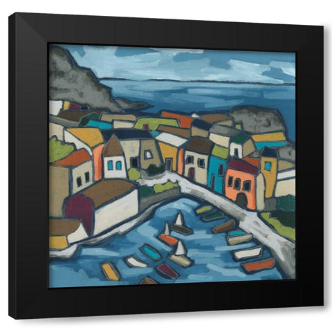 Mosaic Harbor I Black Modern Wood Framed Art Print by Vess, June Erica