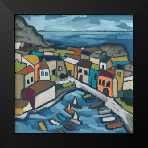 Mosaic Harbor I Black Modern Wood Framed Art Print by Vess, June Erica