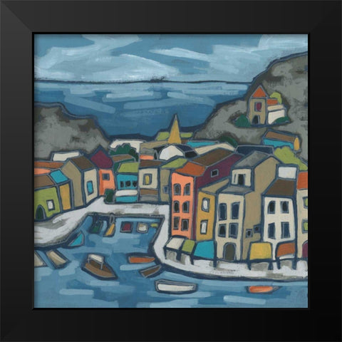 Mosaic Harbor II Black Modern Wood Framed Art Print by Vess, June Erica