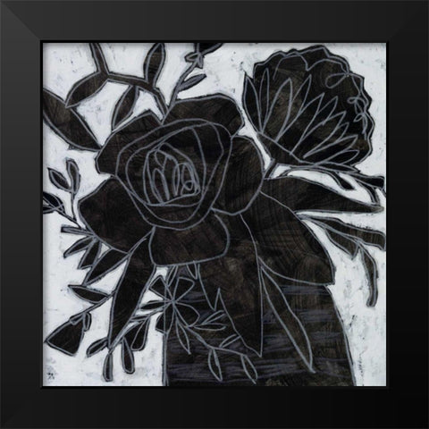 Chalkboard Garden II Black Modern Wood Framed Art Print by Vess, June Erica