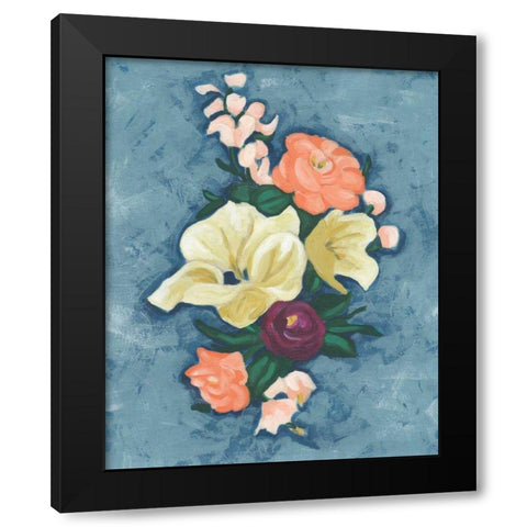 Floral Portrait II Black Modern Wood Framed Art Print by Vess, June Erica