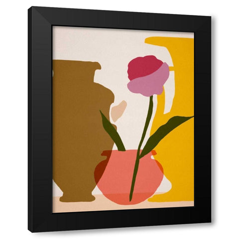 Flower Dance I Black Modern Wood Framed Art Print with Double Matting by Wang, Melissa