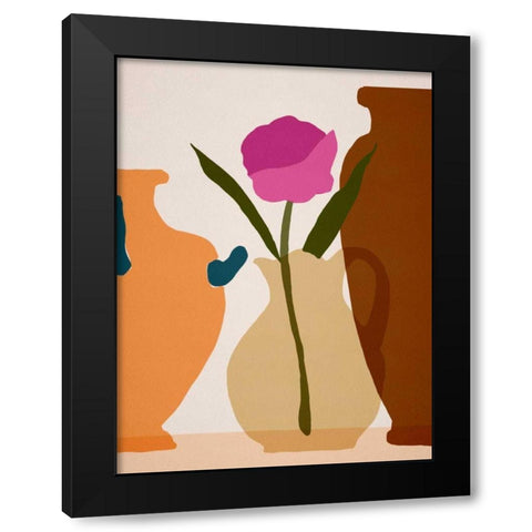 Flower Dance III Black Modern Wood Framed Art Print with Double Matting by Wang, Melissa