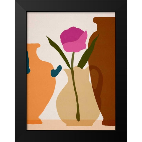 Flower Dance III Black Modern Wood Framed Art Print by Wang, Melissa