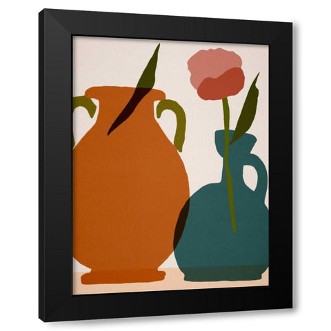 Flower Dance IV Black Modern Wood Framed Art Print with Double Matting by Wang, Melissa