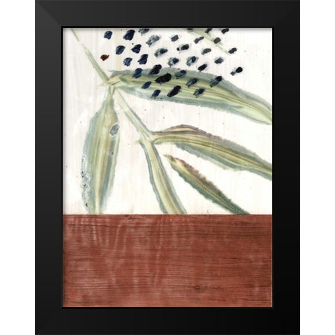 Ceramic Leaves I Black Modern Wood Framed Art Print by Stramel, Renee W.