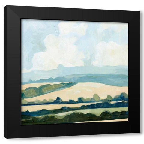 Fieldscape II Black Modern Wood Framed Art Print with Double Matting by Caroline, Emma