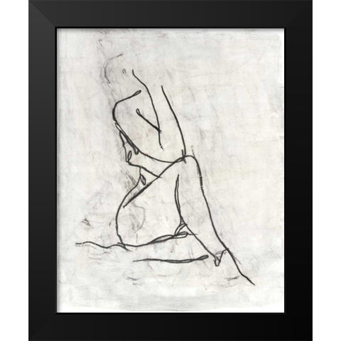 Embellished Nude Contour Sketch I Black Modern Wood Framed Art Print by Harper, Ethan