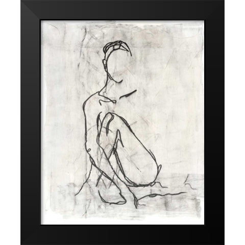 Embellished Nude Contour Sketch II Black Modern Wood Framed Art Print by Harper, Ethan